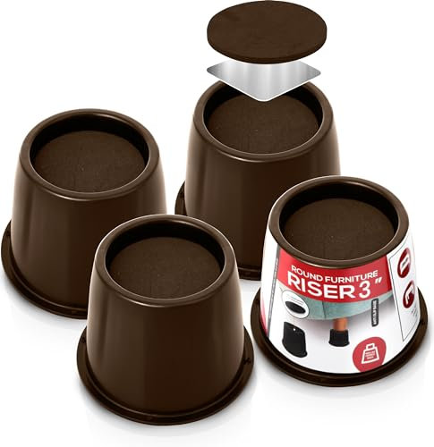 Utopia Bedding Betterhöhungen, 7,6 cm, 4 Stück, runde Möbelerhöhungen mit rutschfester Oberseite aus Schaumstoff mit Metallplatte und Gummi-Pads unten, Betterhöhungen, strapazierfähig für Sofa, Couch