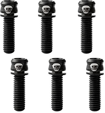 6pcs Titanium MTB Caliper Bolts M6, Mountain Bicycle Bike Disc Brake Clamp Bolt Fixed Screw with Gasket (Black,M6x19mm)