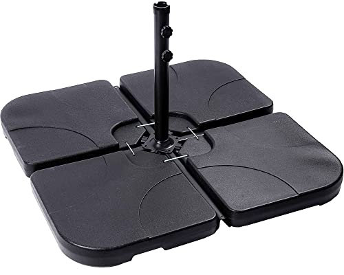 Crystals 4PCs Portable Square Parasol Base Weights Umbrella Cross Stand Holder Sand or Water Filled Outdoor Garden Patio (Cross Frame Stand + 4pc Square Weights)