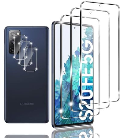 Kziwii 3+3 Stück Schutzfolie für Samsung Galaxy S20 FE 5G Panzer Schutz Glas, 3 Panzerfolie und 3 Kamera Schutzglas,HD Displayschutzfolie, 9H Härte, Anti-Bläschen für Samsung Galaxy S20 FE 5G