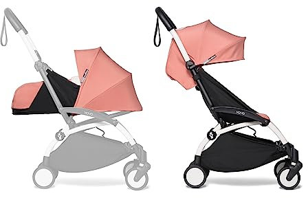 BABYZEN YOYO2 Kompletter Kinderwagen - Inklusive YOYO 0+ Neugeborenen Set (Ginger), Kinderwagengestell (White) & 6+ Textilset (Ginger) - für Kleinkinder bis 22 kg
