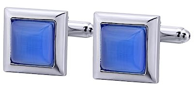 Epinki Manschettenknöpfe mit Gravur, Quadrat Stein Cufflinks Wedding, Manschettenknöpfe Silber Blau Hochzeitsgeschenke