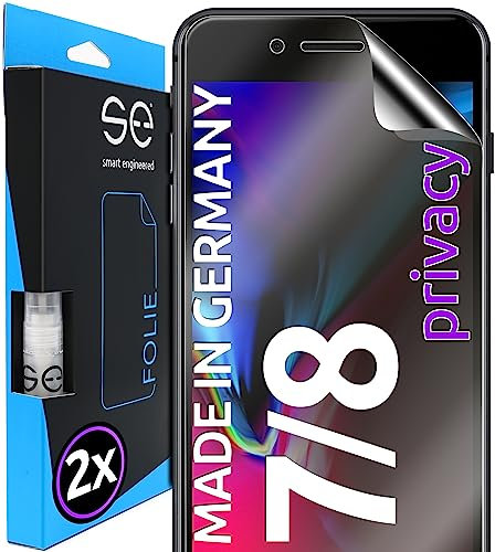 2x se® 3D SCHUTZFOLIE Privacy für Apple iPhone 8,Blickschutz, 100% Fingerabdruck & FaceID kompatibel, einfache blasenfreie Installation, Ultra-Klar, Stoß-Kratzfest, aus Deutschland