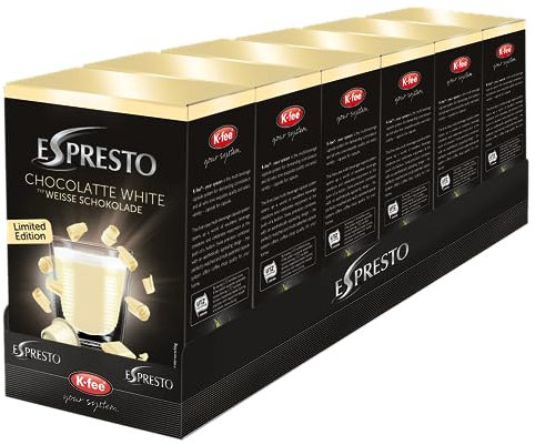 ESPRESTO Kakaokapseln | Weiße Schokolade | Intensität 9/12 | kompatibel mit K-fee – your system | fairtrade-zertifzierte Kakaobohnen | 96 Kapseln
