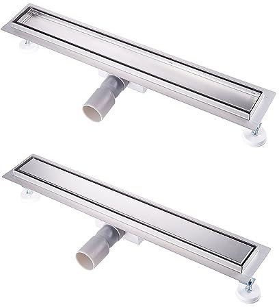 Kasloglow Duschrinne 30 cm Komplettset, Edelstahl Ablaufrinne, Extra flache befliesbare Duschrinne mit Haarsieb und Geruchsstop - Länge 30-100cm für bodenebene Duschen
