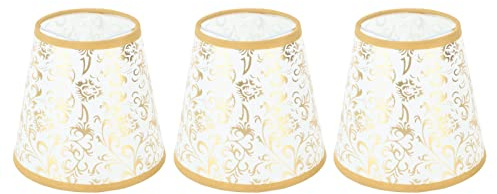 Focket Lampenschirme aus Stoff, Leicht, Schnelle Wärmeableitung, Zum Aufstecken, Lampenschirm aus Stoff, 3 Stück, Modern für Tischlampe (Gold)