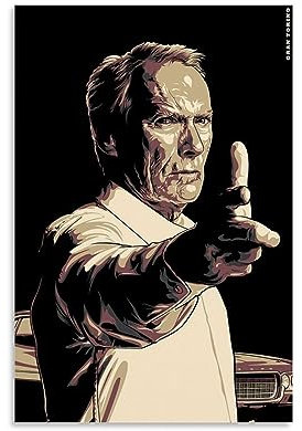 UMCHU Gran Torino (2008) Movie Poster Dekorative Malerei Leinwand Wandkunst Wohnzimmer Poster Schlafzimmer Malerei,Wandkunst Bilddruck Moderne Familienzimmer Dekor 08x12inch(20x30cm)