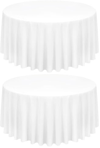FXKS 2 Stück Weiß Runde Tischdecke 300 cm,Runde Polyester-Tischdecke