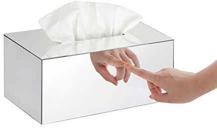 JackCubeDesign MK219B Kosmetiktuchbox, Acryl, Spiegel, rechteckig, Aufbewahrungsbox, Ständer, Box, Serviettenhalter, Organizer (24,2 x 14,3 x 11 cm)