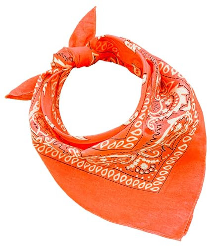 JOPHY & CO. Halstuch aus 100% Baumwolle, 3/5/10 Stück, für Damen, Herren, Kinder, Unisex, einfarbig und/oder mit Paisleymuster, Ref. A644, Orange, Set 1 Stück