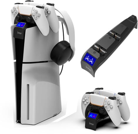 P5 Slim Controller Base di Ricarica, Doppia Ricarica Rapida Dock per PS5 Slim 2023 Console Controller Stazione di Ricarica, Caricatore LED per Playstation 5 Slim Accessori
