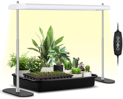 Grow Light Stand, Advanced LED Plant Growth Lighting with 4/8/12H Timer, 6 Dimming Options, and Adjustable Height - Optimal for Indoor Plants in Seedlings, Vegetative, and Flowering Phases