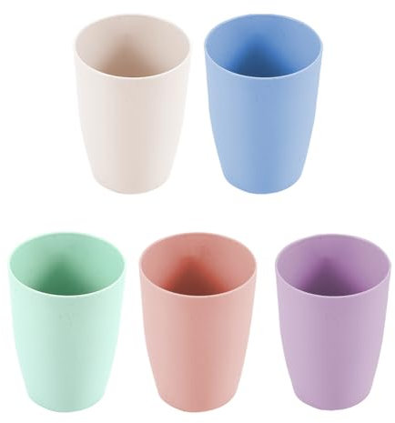 Lot de 5 Tasses à Eau en Plastique pour Cuisine, Pique-Nique, Camping, Eau, café, jus de Fruits, pour la Maison et l'extérieur