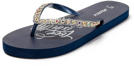 JOMIX Infradito Donna Estive con Gioielli Ciabatte Gomma Strass Ragazza Piscina Leggere Comode Spiaggia Mare Casa SD9321 Navy, 39