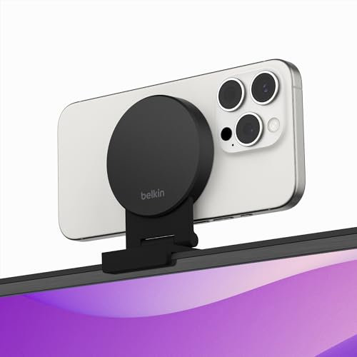 Belkin iPhone Mount with MagSafe for Apple TV 4K - MacBook, iPhone Continuity Support w/tvOS - Turn iPhone to Webcam, Compatible with MacBook Pro, Air, iPhone 15, iPhone 14, iPhone 13, & More - Gray