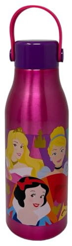 CARTOON Bottiglia in alluminio per bambini Principesse Disney borraccia 760 ml con tappo svitabile e manico di silicone