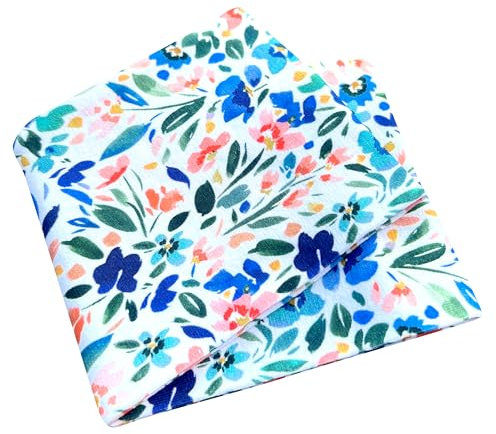 Wollhuhn ÖKO Kinder/Jungen/Mädchen Cooles Elastisches Stirnband/Haarband Bequem Zweilagig Jersey Viele Motive (Blumen Weiß/Bunt)