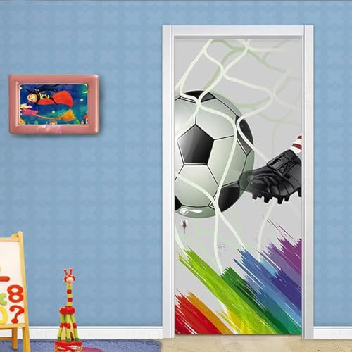 3D Türfoto Selbstklebender Türaufkleber Türposter Türtapete Türbild Türkunst Türwandaufkleber Cartoon-Fußball 77 X 200 Cm Für Wohnzimmer Schlafzimmer Badezimmer Küchentür Dekoration -7H4M6P9N1R6N5H8G2