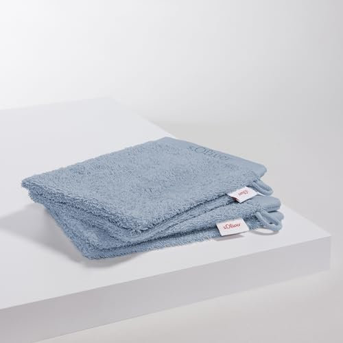 s.Oliver 4 TLG Waschhandschuh Set - 100% Baumwolle, 600 g/m², weich & angenehm, 4X Waschlappen hellblau