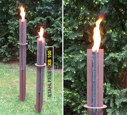 Gartenfackel in [ Edelrost-Patina ] STEELFIRE XB100 Wachsfackeln Fackel Fackelhalter Feuerkorb Leskow Metalldesign