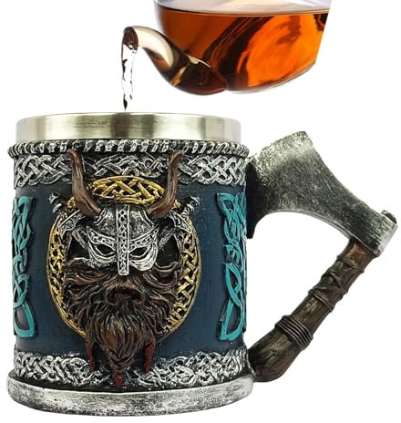 Gothic Coffee Cup, Gothic Beer Mug, Vikings Skull Mug, Vikings Beer Mug Tankard for Men, Large Capacity Tea Mug, Travel Coffee Mug for Family Gatherings, Friend Parties