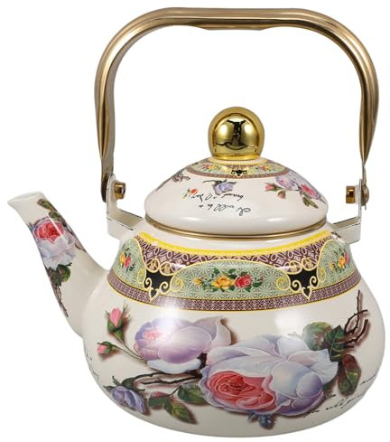 HOLIDYOYO Emaillierte 1 5 L Küchen-teekessel Retro-herdkessel Mit Gleichmäßiger Wärmeverteilung