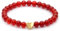 Echtes Karneol Edelstein Armband mit 6mm Perlen und Edelstahlherz - verschiedene Längen - Heilstein Schutzstein Talisman Glücksbringer Geschenk (Karneol, 20CM)