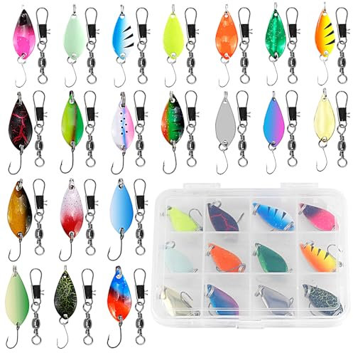 LPZMPZ Cuillere Peche Truite 20 Pièces Cuillere Ondulante Truite Hameçon Simple Cuillère Peche Truite 5g avec Sac De Rangement Cas Cuillère pour La Pêche à La Truite