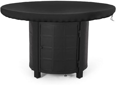 JAMSSOW Feuerplatte Abdeckung, 420D Wasserdicht Anti-UV Grillplatte Schutzhülle,Rund Wasserbeständigkeit Abdeckungfür Feuerplatte und Grillplatte, Feuerplatte Zubehör (Schwarz, ø 100cm)