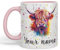 Vixar Personalised Mug with Your Text Name Highland Scottish Cow Farm Animals Watercolour Art Coloured Ceramic Mug Cup Gift 330ml 11oz Custom Work Office Tea Coffee HC4 (Pink)
