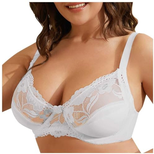 TYUIOP Supportive Sports Bra Halter Neck Bra Strap Anti Saggy Breast UK Strapless Bras for Bigger Bust 38F Open Half Cup Bras for Women Underwired Non Padded 34D Lace A-White