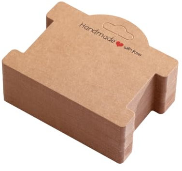 FSSTUD 100 Stück 9,7 x 9 cm Armband-Display-Karten, handgefertigter Schmuck, Verpackungskarten, Haarband, Karten, Haarschleife, Papierkarten, zum Aufhängen, Karton für Haarspangen, Braun