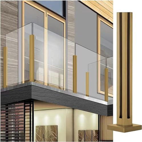 ININOSNP Pfosten, quadratisch, Glaspaneel, Balustradenpfosten, 84 cm hoch, Stufen for Außendeck, Pool, Balkon, Zaun(Corner Post)