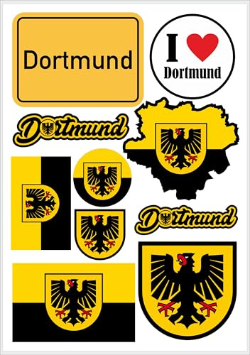 Daged Dortmund Aufkleber Karte 10 Stück - PKW Auto Motorrad Biker Flagge Fahne Vinyl ST