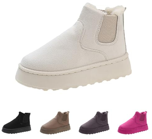 Generisch Chelsea Boots Damen Winterschuhe Beige Dirndl Stiefeletten Dunkel Weiß Budapester