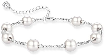 JeweBella Bracciale Perle Donna Regolabile Catena Perle d'acqua dolce Placcato Oro 18K Oro Rosa Oro Bianco Gioielli Elegante Handmade Regalo Compleanno Anniversario Festa