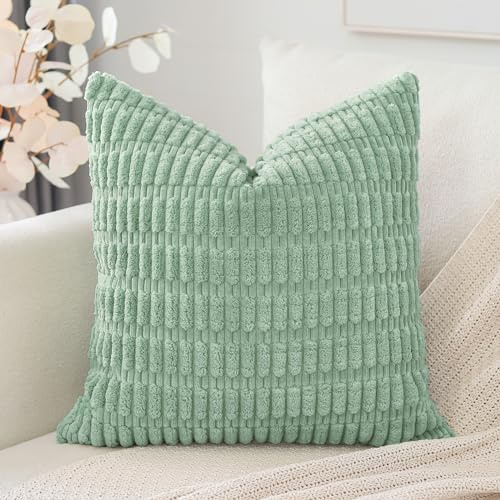 Artscope 1er Set Boho Gestreifte Kissenbezug Einfarbig Zierkissenbezug Dekokissen Sofakissen 40x40 cm Kissenhülle Weiche Couchkissen für Sofa Wohnzimmer Schlafzimmer Dekor, Hellgrün