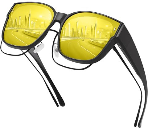 konqkin Nachtsichtbrille-Damen-Herren-Nachtfahrbrille-Nachtbrille-Zum-Autofahren-Sonnenbrillen-Polarisiert-Night Vision Goggles-Sonnenbrille-Autofahrerbrille Nacht,1a