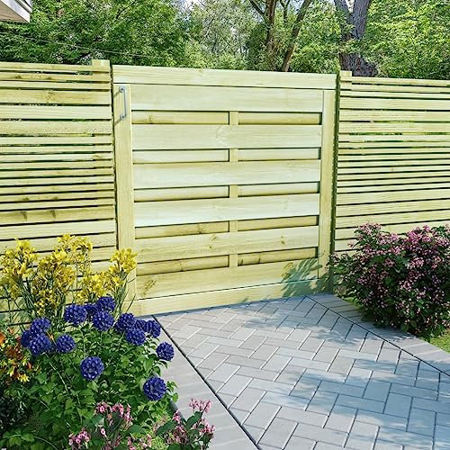 Xichuzi Puerta de Valla, Puertas Metalicas Exterior, Puerta Jardin, Valla De Jardin, Puerta De Jardín, Madera de Pino impregnada Verde 100x100 cm