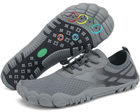 SAGUARO Chaussures Aquatiques Hommes Femmes Séchage Rapide Minimalistes Chaussure d'eau pour Plage Plongée Piscine Bain Légère Barefoot Shoes Gris Foncé,GR.48