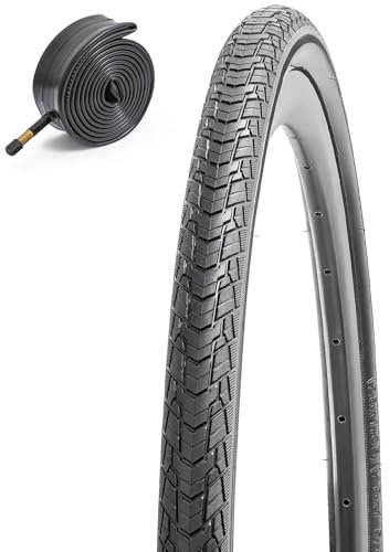 FengCan 700x35C Fahrradreifen 37-622 Reifen Hochwertig & Faltbar und Fahrradschlauch 700x35/43C Schrader Ventil 48mm, passend für 700 x 35C 28x1.40 City, Road Fahrrad Reifen Ersatzrad (Eine)