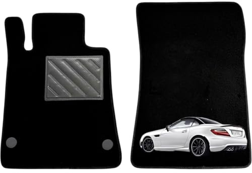 Fußmatten für Mercedes SLK R172 ab 2012-2016, rutschfest, rutschfest, verstärkter Absatzschoner aus Gummi, Befestigungsknöpfe