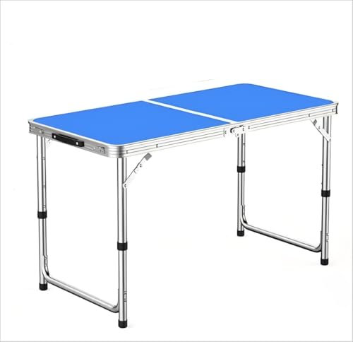 Tragbarer Klapptisch Campingtisch mit 4 Hockern, 120 x 60 cm, Aluminiumgestell, Blau