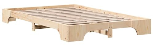 vidaXL Bettrahmen Natur 120 x 200 cm Massives Kiefernholz, Stylisches Kiefernbett, rechteckiges Design, Moderne Möbel, stabile Holzstruktur, praktisches Stück für drinnen