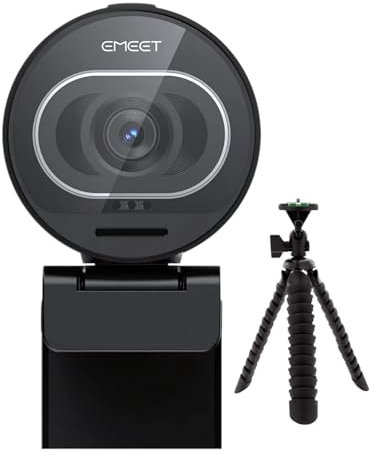 EMEET S600 4K Webcam for Streaming with Dual Noise-Canceling Microphones (Black) Bundle with Flexible 10-Inch Spider Tripod (2 Items)