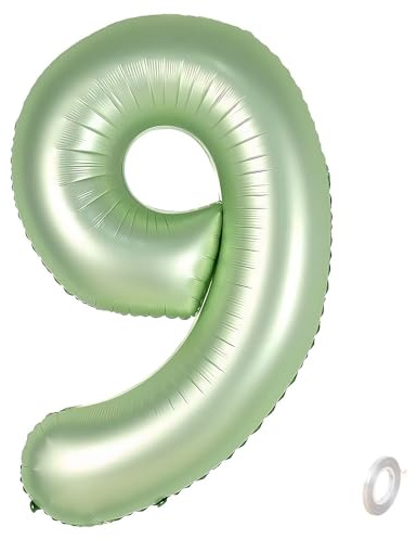 Balorise 40 Zoll Aluminium Luftballon Grün Zahl 9, Helium Unterstützt, Ballon Nummer 0-9, 10-100 (101cm), große Folienballons Dekoration für Geburtstagsfeier, Hochzeit, Jubiläum