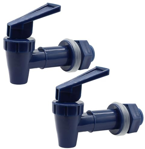 Cjueiom 2Pcs BPA-Free Plastic Water Spigot, Blue | Replacement Cooler Faucet for Water Dispenser, Reusable Beverage Tap, Durable Dispenser Valve