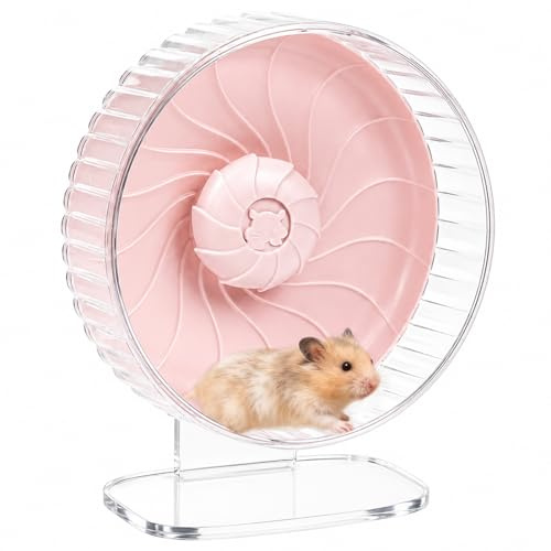 21 cm Silent Hamster Wheel with Adjustable Stand, Pink | Double-Bearing Design, Adjustable Stand, Smooth-Rotating Exercise Wheel for Hamsters, Mice and Other Small Pets