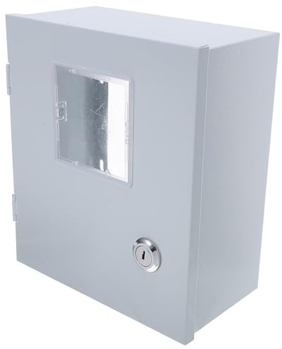 NUOBESTY Weatherproof Iron Electrical Box Cover Hollow Design for Outdoor Electric Protection Surface Mounted Electrical Panel Case with Transparent Door for Easy Reading Industrial Use