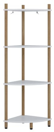 Vicco Eckregal Bivio, Weiß/Kiefer, 29 x 102.5 cm | mit 4 Ablagefächern, geeignet zur platzsparenden Aufbewahrung in Raumecken